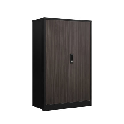 Onella Adjustable Height Dividers Folding Storage Locker With Locking Doors, Black Steel Cabinet For Home Office, Garage, Exquisite Locks Metal Dividers, Black, Ideal , Spring Loaded Door