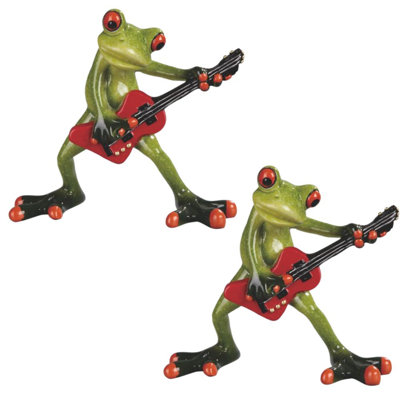 "2-PC Set" ICE ARMOR 6.25"H Frog Playing guitar Figurine Statue Sculpture Ornament Decoration Home/Room Decor and Perfect Gift Ideas for Housewarming, Holidays and Birthdays Great Collectible Addition