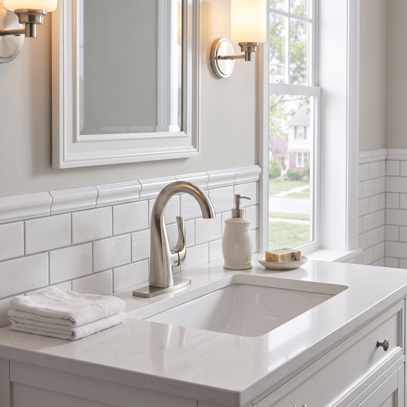 Robinet de lavabo à commande unique en laiton massif, robinet de lavabo à bec haut monotrou avec bonde escamotable