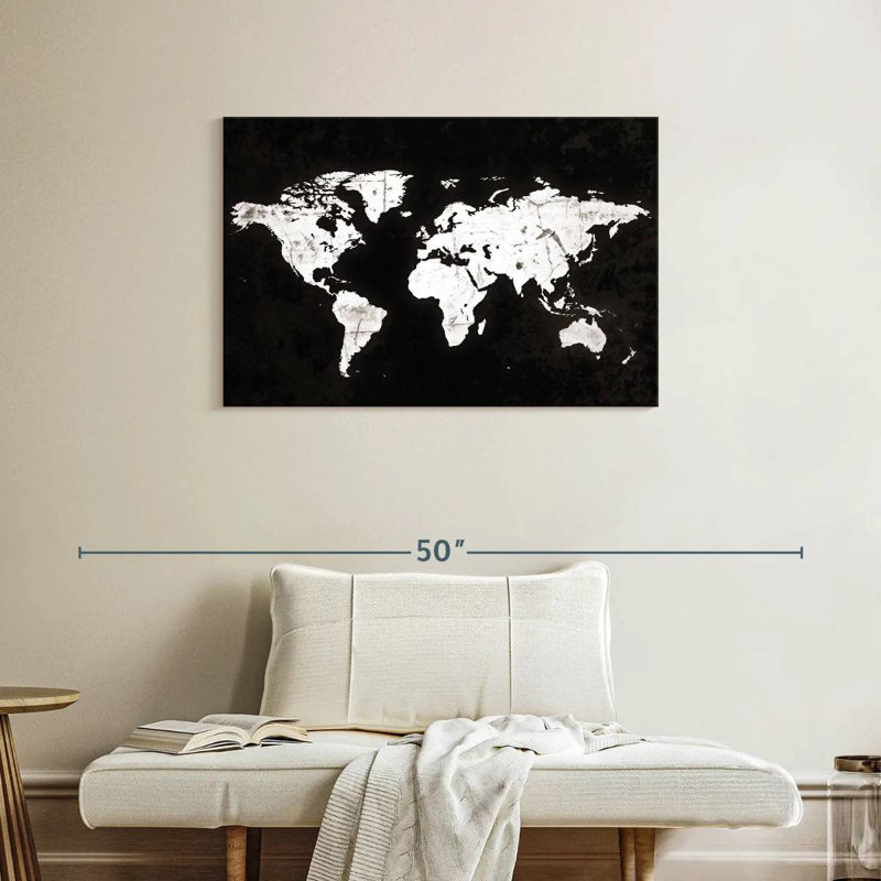 Carte du monde Aliaz White Contrast, H 24 po x l 36 po