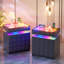 50cm W Bedside Table with 3D Mirror Abyss and Sensor RGB Lighting, 2-Drawer Bedside Table with Hidden Storage And Lockable-1744984564