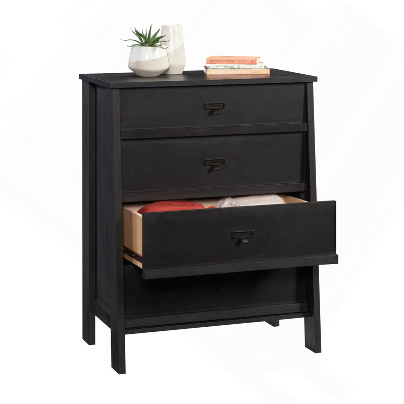 Commode 4 tiroirs, finition noire