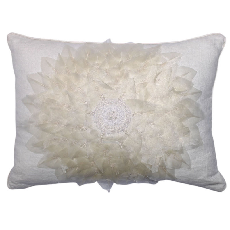 Dahlia Lumbar Pillow Cover & Insert, Ivory