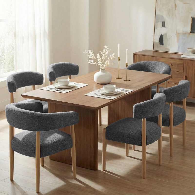 Upholstered Side Dining Chair (Set Of 6), Black