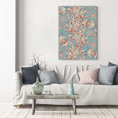 Ethnic Flowers - Wrapped Canvas Print