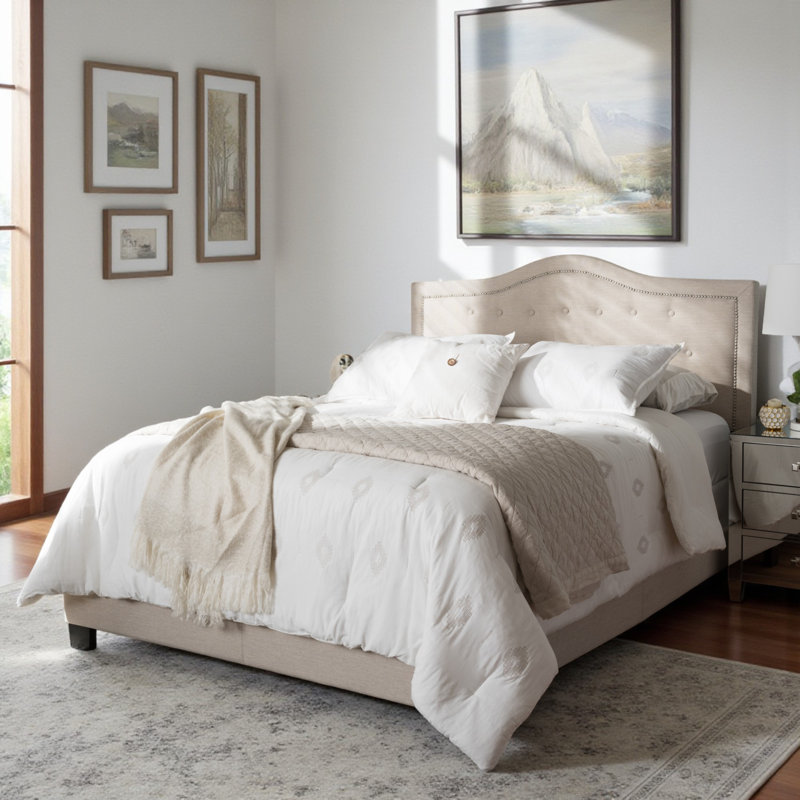 Manthey Upholstered, Full Standard Bed, Light Beige, 59.00'' W X 79.00'' L X 51.57'' H, Full/Double, Beige