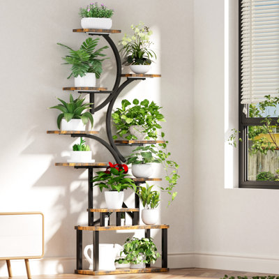 10 supports à plantes avec 5 lumières de culture Spectrum, support en coin en forme de S pour la présentation de la maison, construction et entretien facile Grand jardinage intérieur réglable de 68,5 pouces dans la chambre à coucher, tablettes en métal