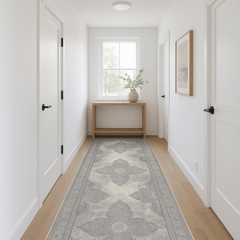 12' Gray And Beige Moroccan Runner Rug