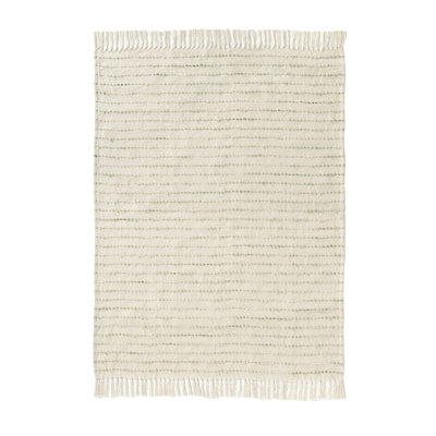 Sage/Ivory Transitional Striped Flatweave Throw Blanket