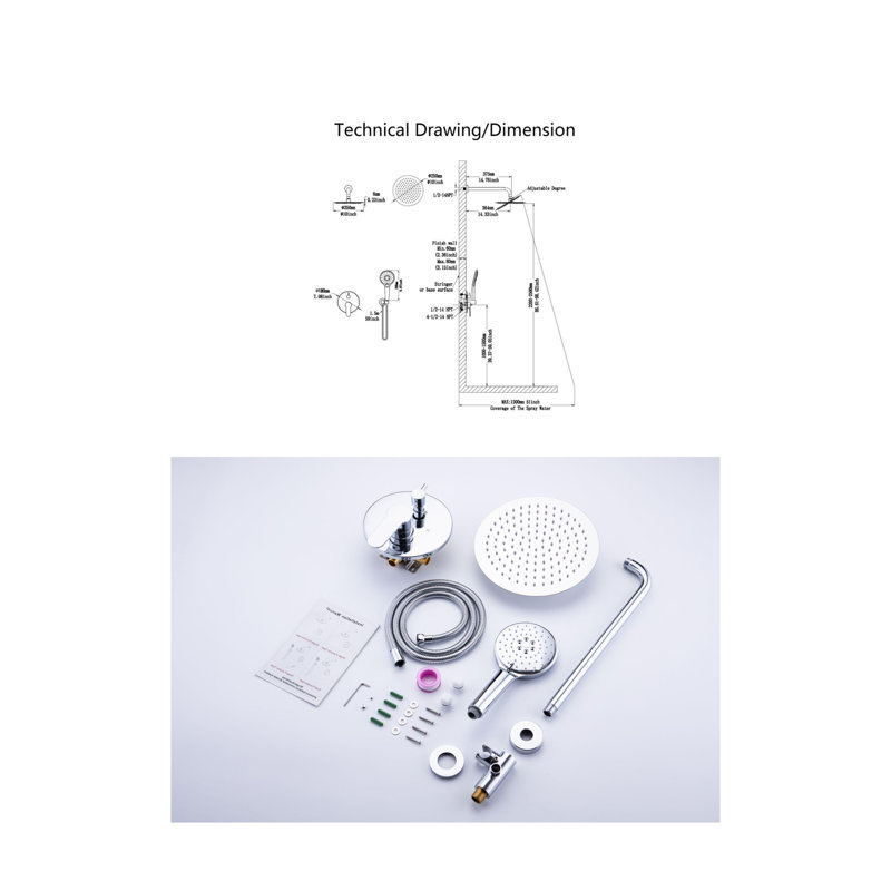 All-In-One Kit with Rough in-Valve, Chrome