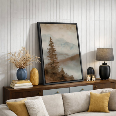 Woodland Forest Landscape Misty Forest Mountain Landscape Modern Minimalist Nature Farmhouse Wall Art, estampe numérique sur toile