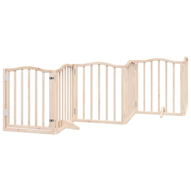  Barrière pour chien avec porte pliable 6 panneaux en bois de peuplier noir 118,1 po, 23,6 po H x 118,1 po L x 118,1 po po
