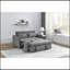 Canapé-lit moderne convertible de 55 po avec 2 poches pour accoudoirs amovibles, canapé-lit en velours avec lit escamotable, 2 coussins et dossier réglable pour le salon, accoudoirs à motif quadrillé-515964911