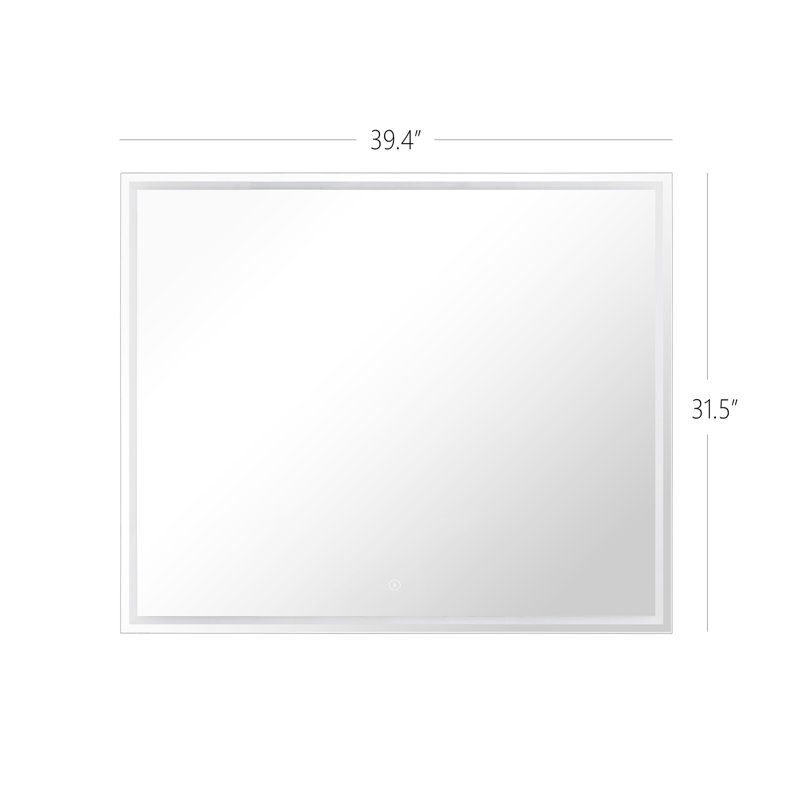 Attache Rectangle LED Backlit Wall Mounted Bathroom Mirror, 32" x 40"