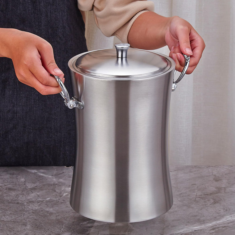 3L Ice Bucket Stainless Steel Double Walled Vacuum Insulated With Lid & Tong Champagne Buckets