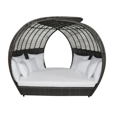 Banyan 73'' High-Density Polyethylene (HDPE) Wicker Outdoor Patio Daybed