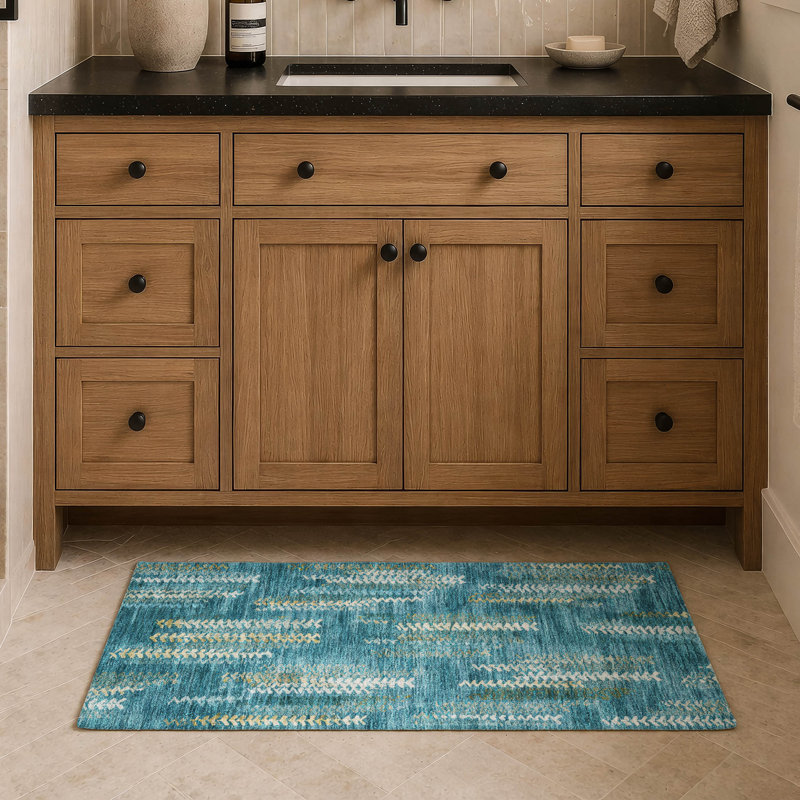 Machine Washable Indoor/Outdoor Chantille ACN2892 Striped Rug, 1'8" x 2'6", Teal