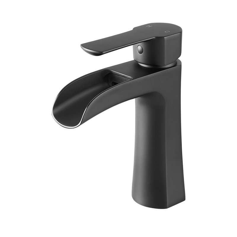 Tatcha Single Hole Single-Handle Waterfall Bathroom Faucet, Matte Black