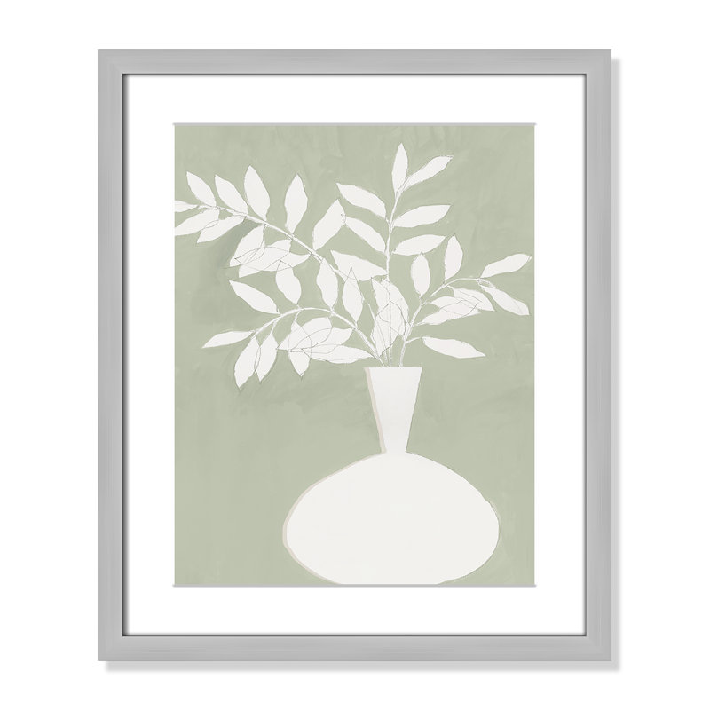 «Sage Vase II» par Aria K, L 16 po x H 19 po, Matted Print, Matte Silver