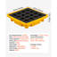 Palette de confinement de déversement, plateforme modulaire de confinement de déversement à profil bas 1 tambour, puisard de 11,4 gallons, capacité de charge de 1543 lb, plateau en polyéthylène robuste avec drain, 26,4 po x 26,6 po x 5,9 po, jaune
