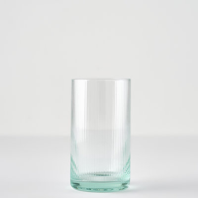 Stripe Ribbed Green Highball Glass
