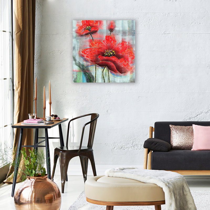 Fleurs - peinture sur toile tendue, H 30 po x l 30 po x P 1,5 po