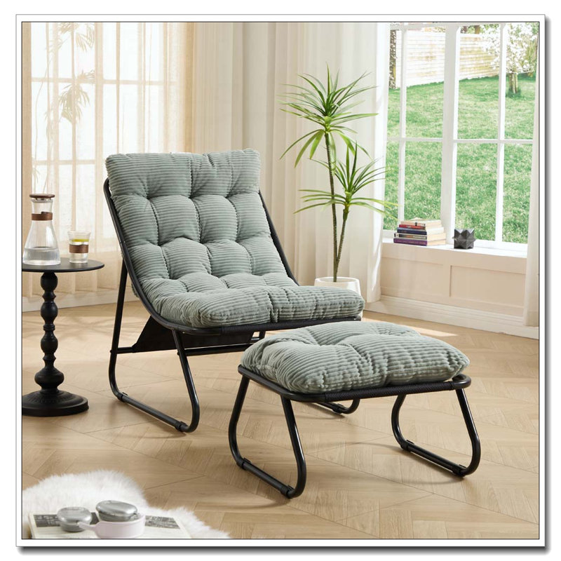 Chaise longue d'extérieur avec repose-pieds pour patio, Vert clair