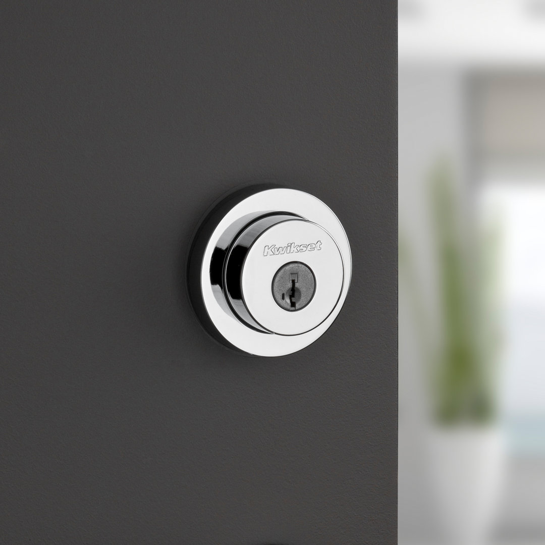 Milan Single Cylinder Deadbolt featuring Smartkey with Round Rosette Kwikset
