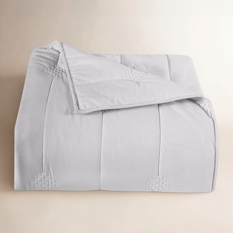 Ensemble de courtepointe standard en coton 3 pièces Foxgrove, Courtepointe double / grand et 2 taies décorative, Gris