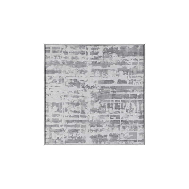 Tapis gris soyeux et moelleux, Carré 3 pi
