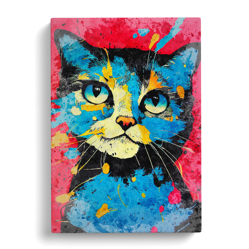 Paint Splat Cat No.5 - Wrapped Canvas Print, 50cm H x 35cm W x 3cm D