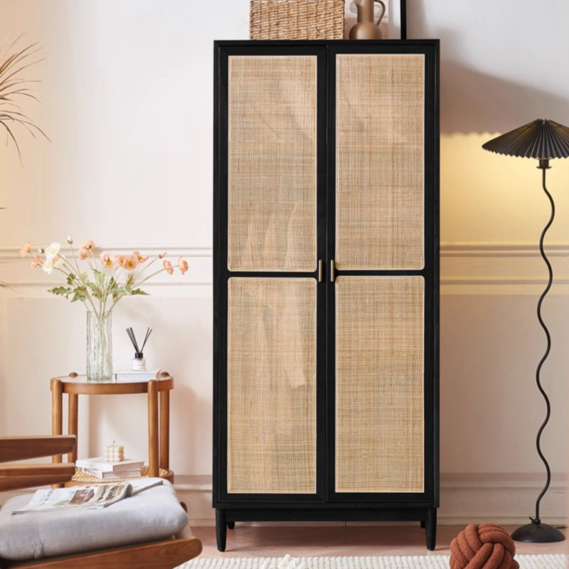Armoire simple et rétro en bois massif, Noir, noir, noir, noir