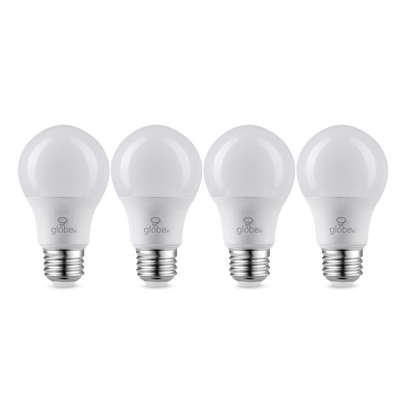 Ampoule à DEL A19 E26 à intensité variable, 60 W, lumière du jour, 5000 K, 800 lumens (paquet de 4), 800 lumens, 5000 kelvins