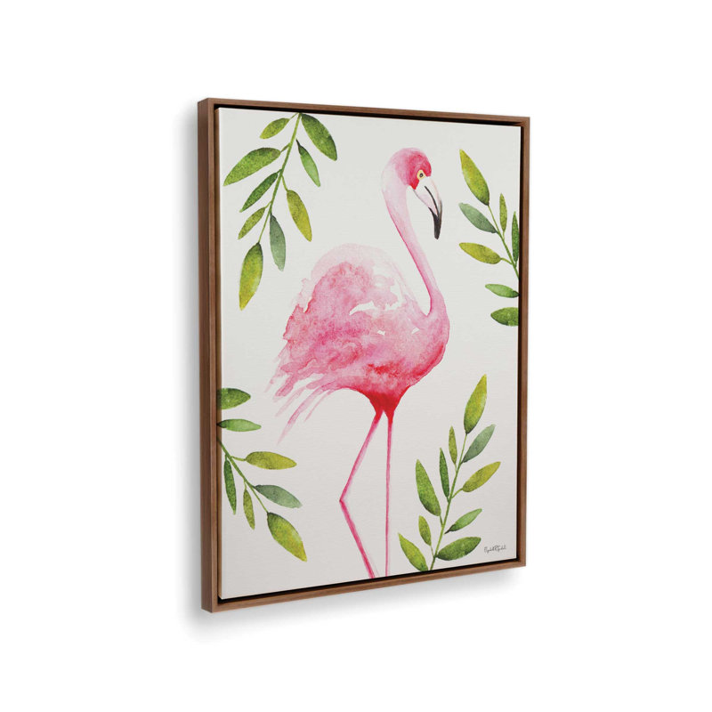 «The Pink Flamingo» par Elizabeth Tyndall, reproduction d'art, Toile avec cadre, Brown, L 18 po x H 24 po