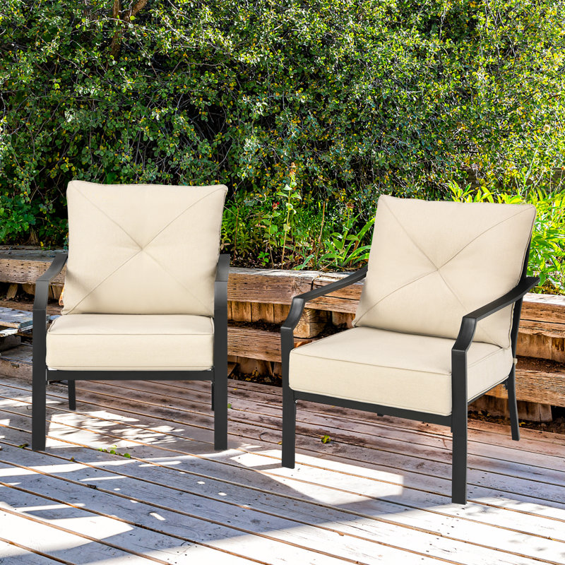 Ensemble de 2 chaises d'extérieur avec coussins rembourrés pour le jardin
