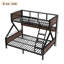 Lit superposé simple au-dessus de grand lit simple avec tablettes de rangement et lumières, lit superposé en métal pour adultes et adolescents, silencieux, cadre peu encombrant, sans sommier, noir