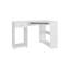 Bureau en coin en forme de L avec deux tablettes latérales peu encombrantes, blanc-653391407