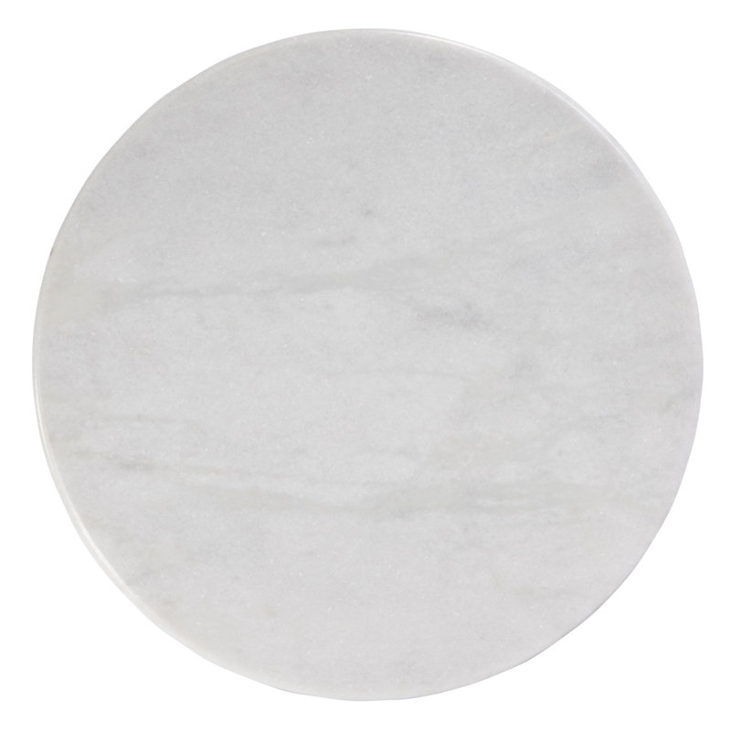 Wherry 17 in. W Round Marble and Wood Side Table
