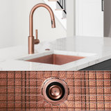 Fossil Blu Luxury 18" 12-Gauge Hammered Copper Undermount/Drop-In Sink, Medium Patina, Incl Accs