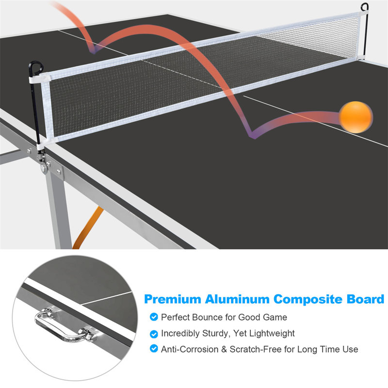 Ensemble de table de ping-pong pliable et portable 6 pi noir, Noir