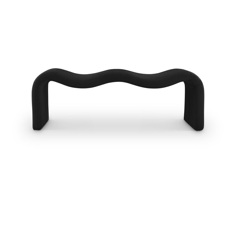 Willow Fabric Bench, Black Microsuede Corduroy Fabric