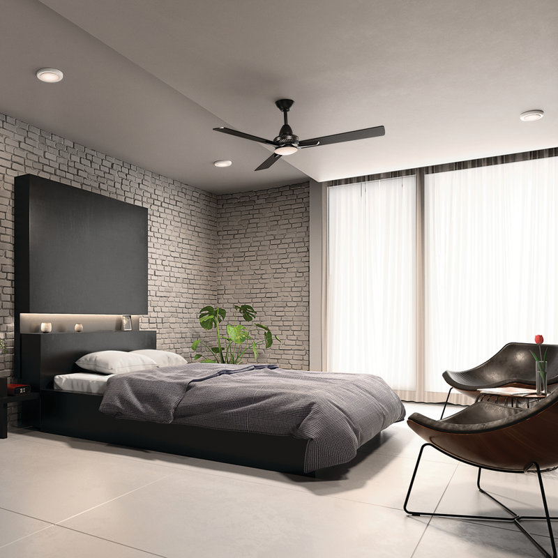 Kosmus 52'' Ceiling Fan with LED Lights, Satin Black