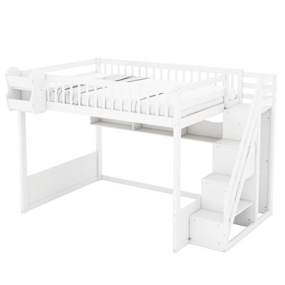 Dawson Loft Bed With Storage Shelves And Wardrobe