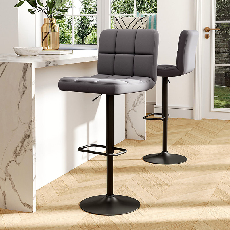 Upholstered Counter Stool with Solid Wood Frame