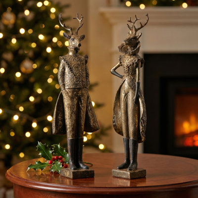 17.5" Resin Gentleman and Lady Deer