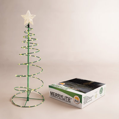 2 ft. Clarion Solar LED Pre-Lit Outdoor Christmas Tree - Holiday Decor Stake Light