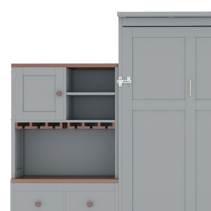 Lit escamotable avec armoire de rangement Murphy, Gris
