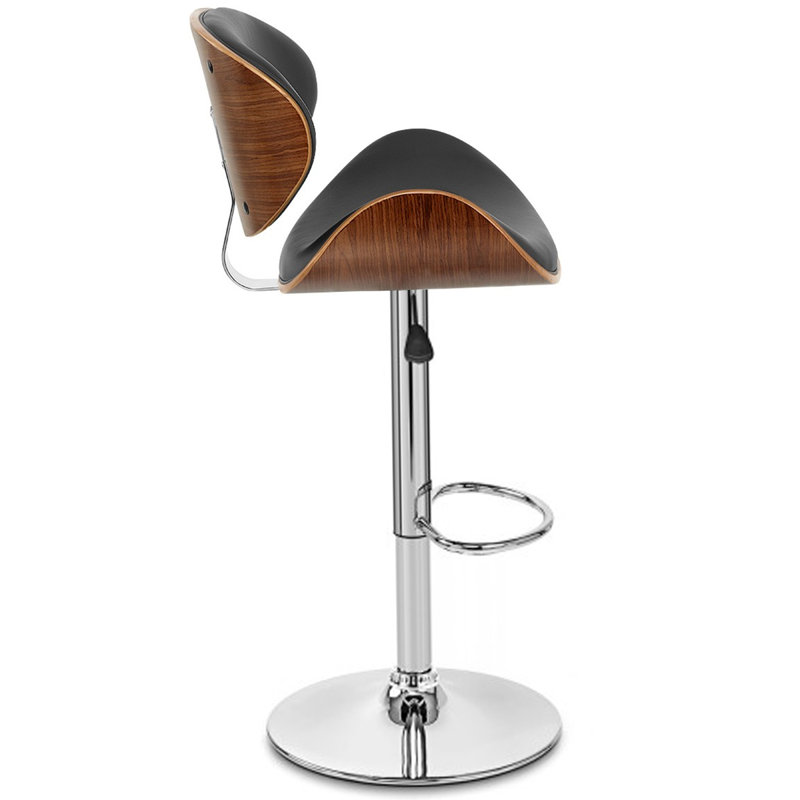 Bautista Swivel Upholstered Solid Wood Adjustable Height Bar Stool with Iron Frame