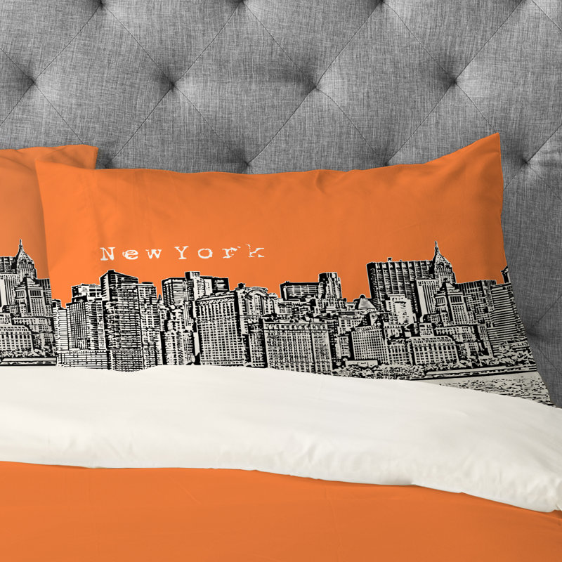Bird Ave New York Pillowcase, Orange, Standard