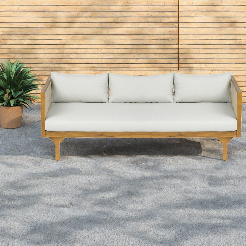 Spacious Patio Sofas Acacia Wood Rope Modern Deck Backyard Seating